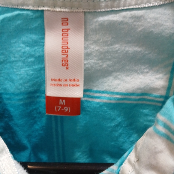 No Boundaries Turquoise and White Plaid Shirt - Picture 2 of 2